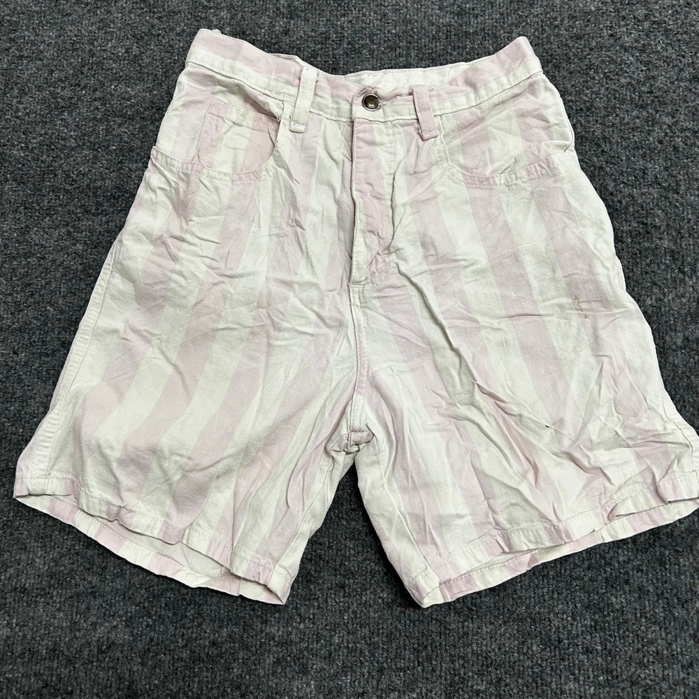 Zena Shorts Womens Size 5 Pink White Striped Denim High Waisted Vintage Cotton